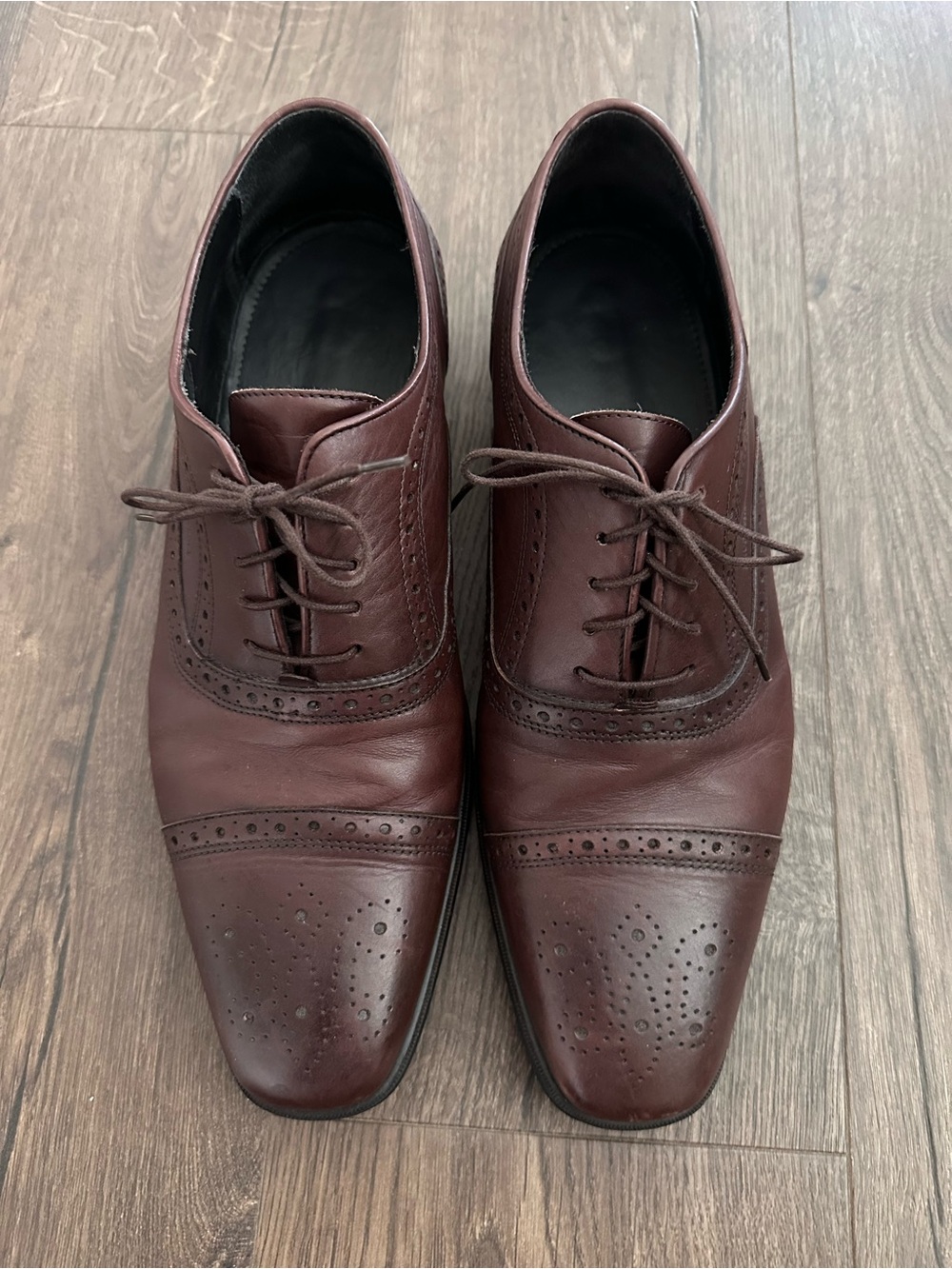 Bruno Magli Men's Brown Leather Brogue Cap-Toe Oxfords
